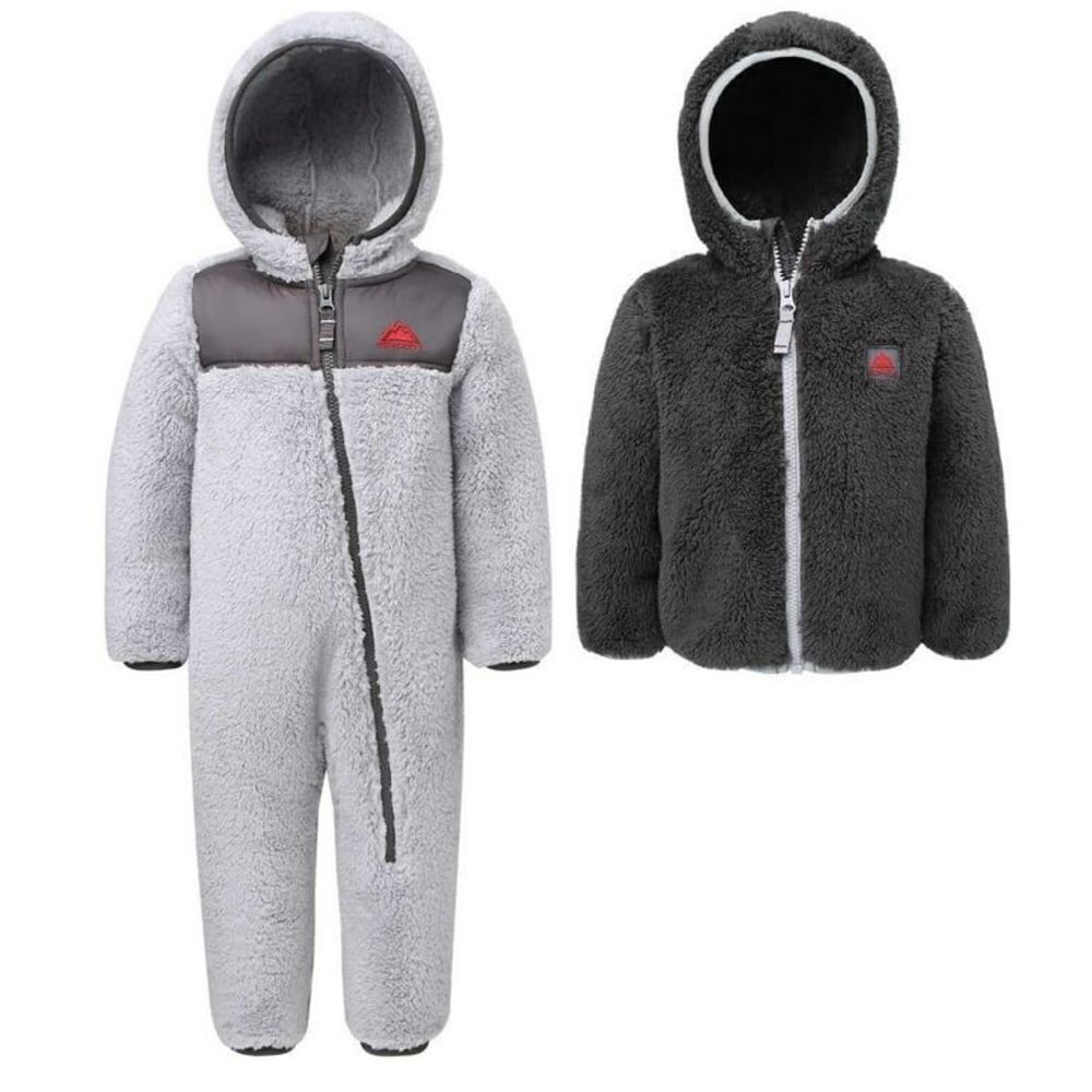 Snozu Boys' Fleece Jacket & Snowsuit 2 Piece, Gray 18M